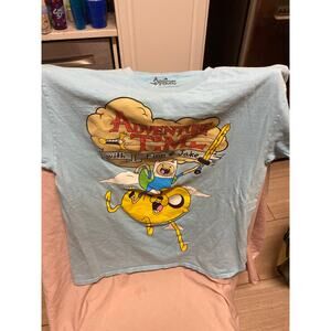 Blue Retro Cartoon Network Adventure time With Finn & Jack Shirt Size Large